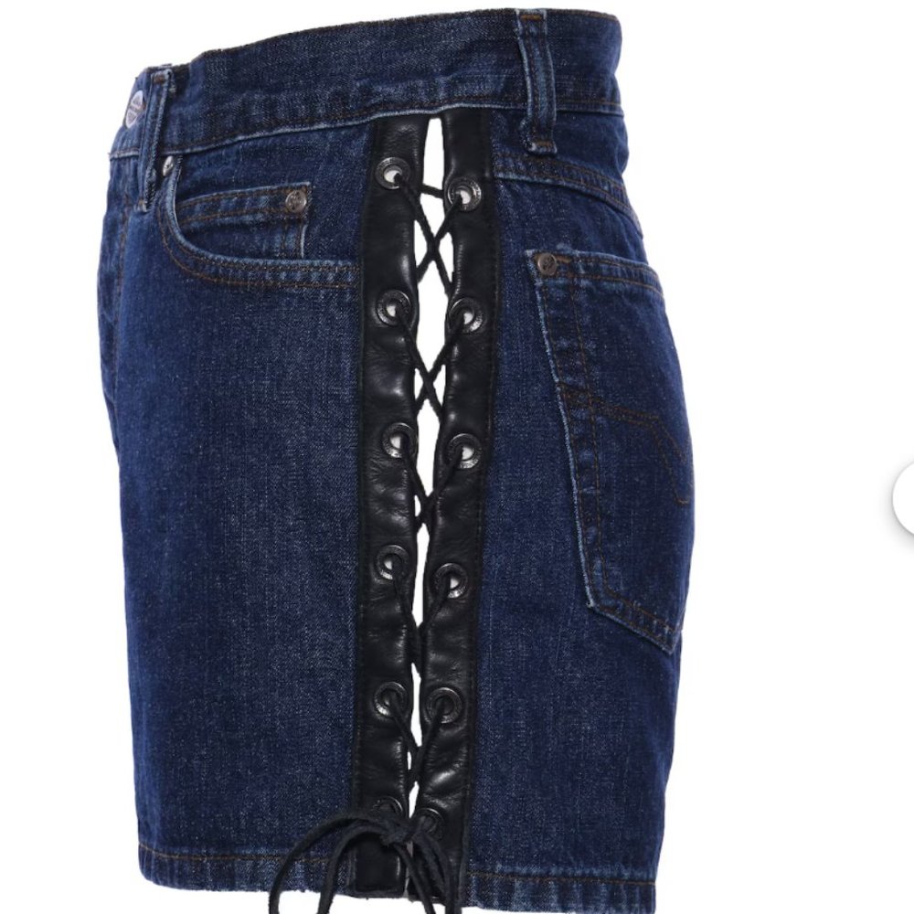Harley Davidson Denim & Leather Sexy Tie Shorts Large NWT HD1